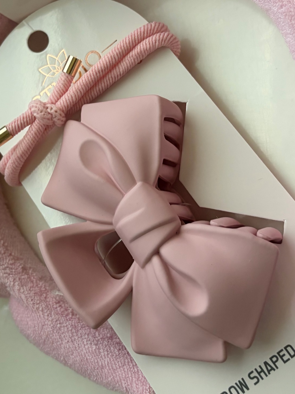 Pink bow claw clip  and Knot Hair Tie for Kids - Unbranded